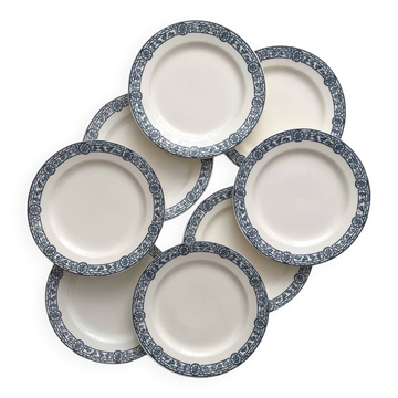 8 assiettes plates en terre de fer « Bristol » Salins