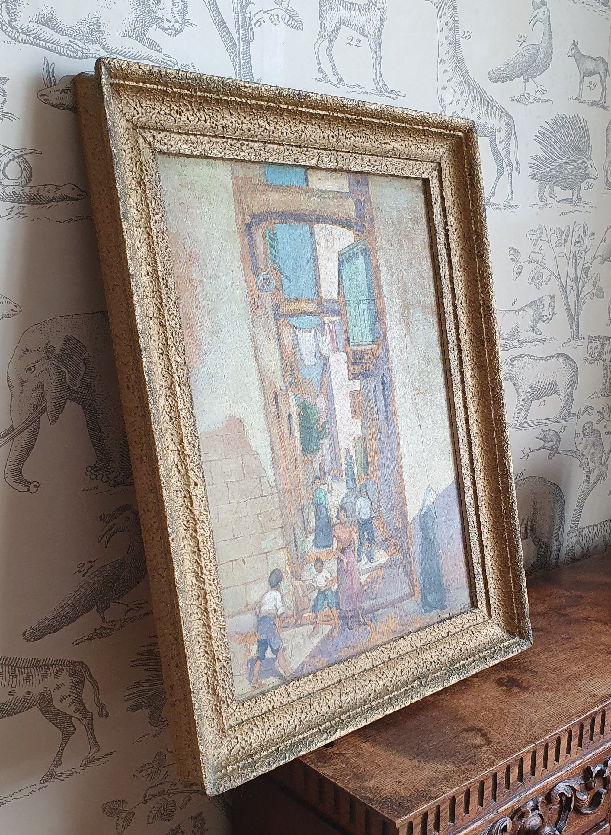 Painting on wood 50X38 cm gilded frame