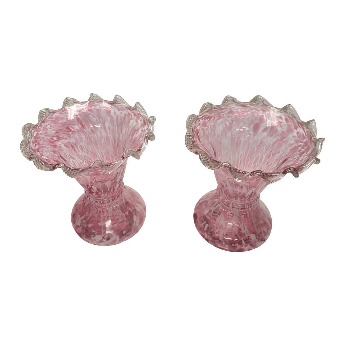 Set Of 2 Pink Art Nouveau Clichy Vases, early 1900s