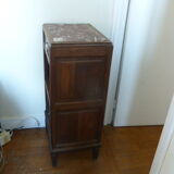 Chevet en bois et marbre rose fleurs ciselés art deco