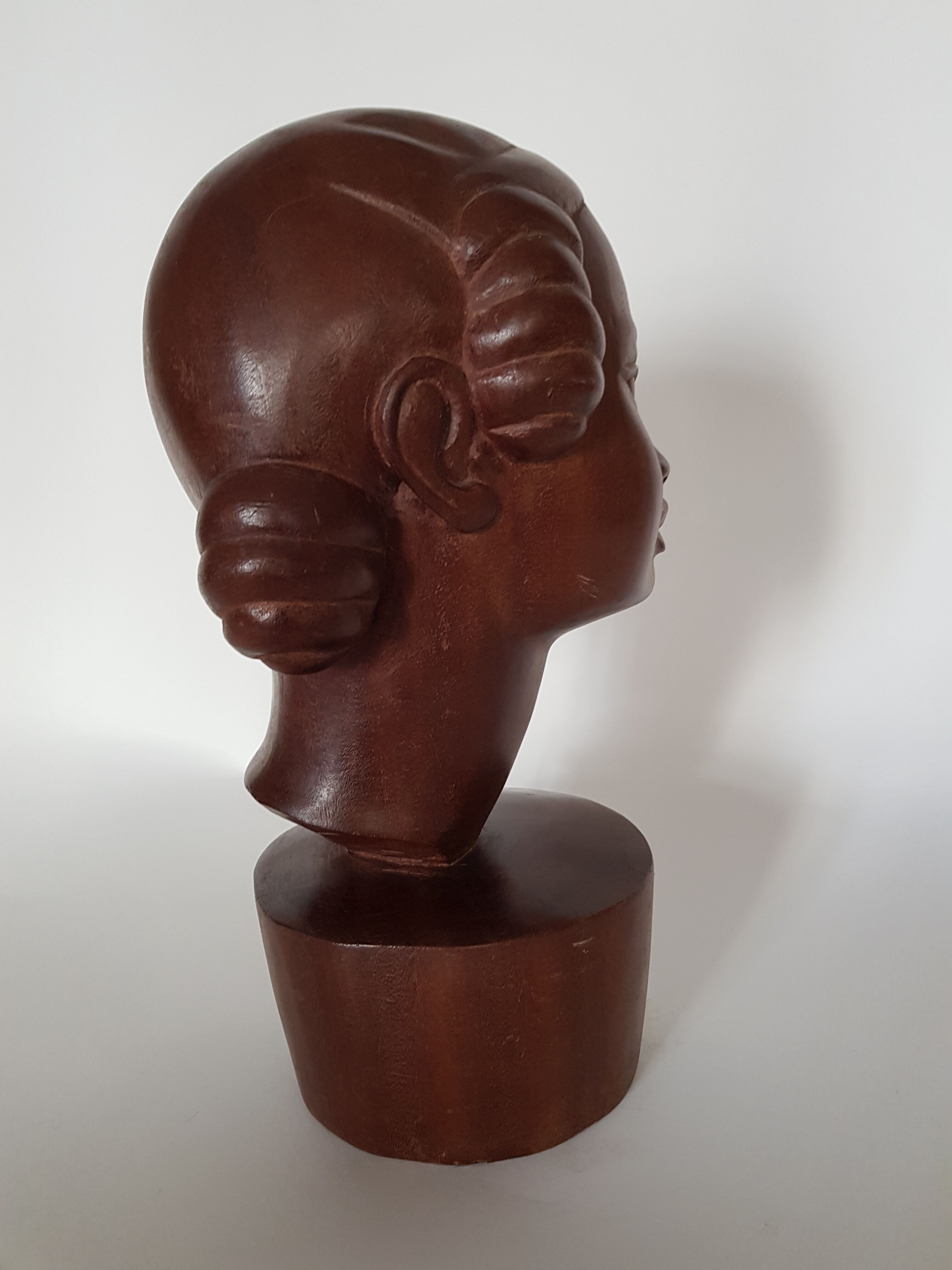 Wooden sculpture, "Young girl with macaroons" 30'