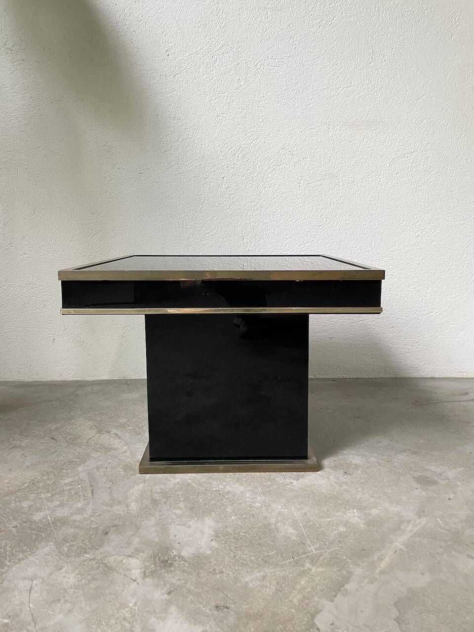Black lacquer and brass console coffee table