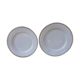 2 round dishes Limoges porcelain golden border