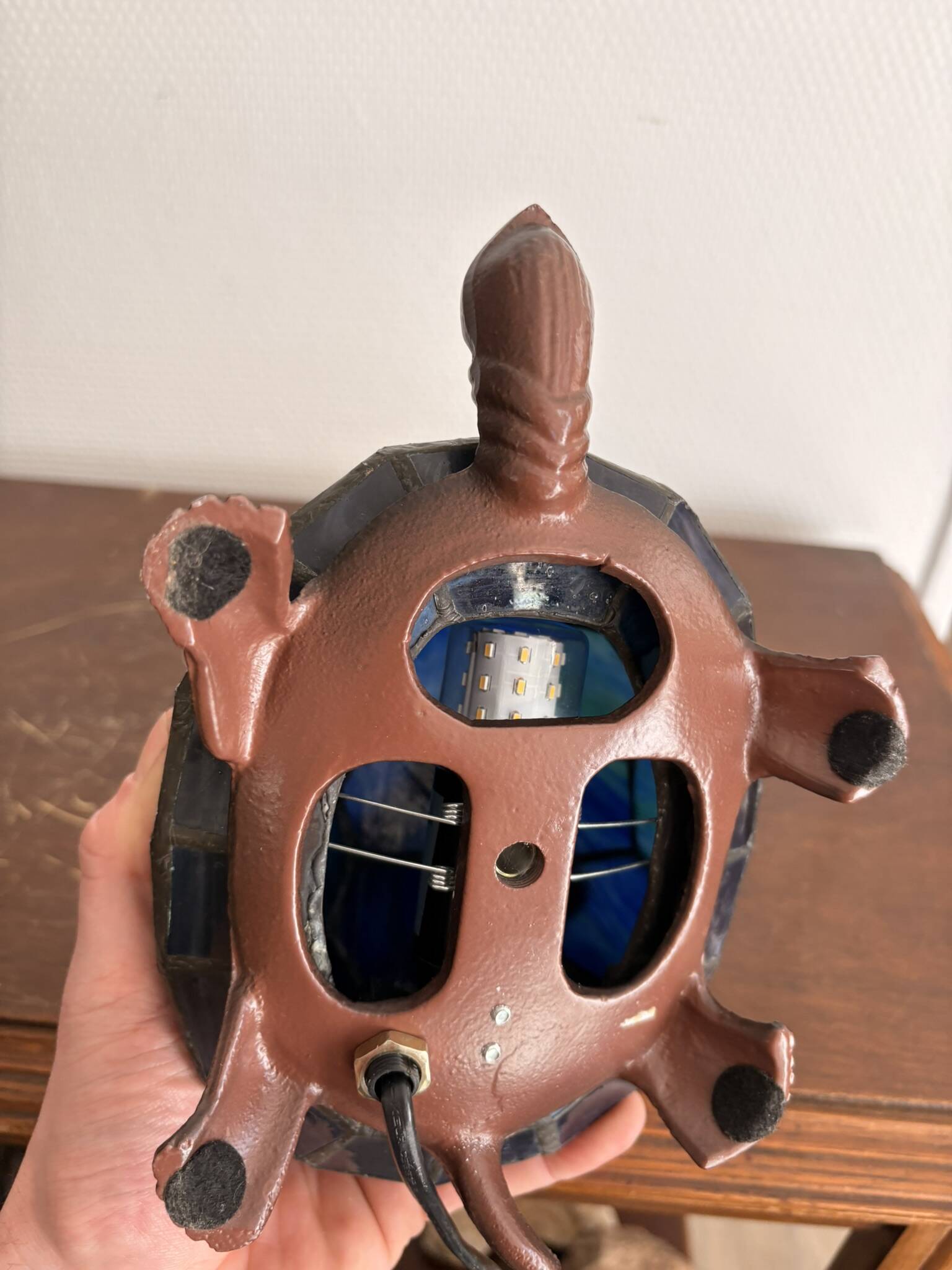 Turtle Glass Table Lamp with Enamel Stained Glass Tiffany Art Nouveau Style