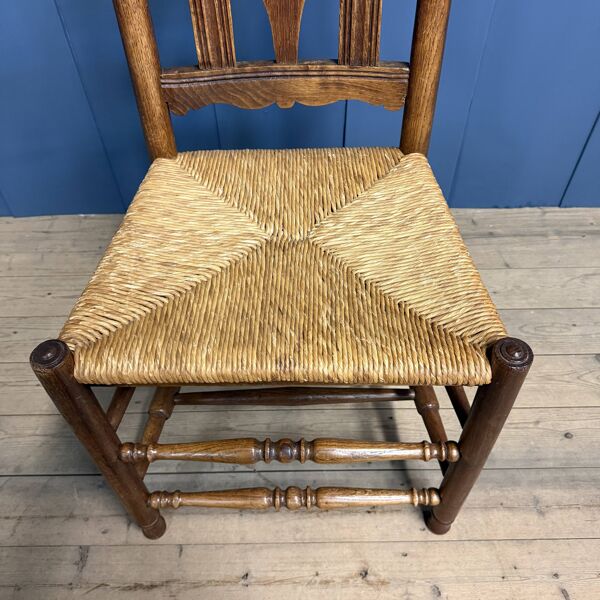 Chaise hollandaise en chêne avec assise en paille