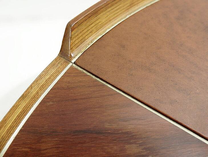Mid-century wood and leather coffee table