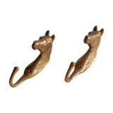 Set of 2 brass horse patères / Vintage coat hanger