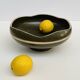 Vintage stoneware salad bowl – organic centrepiece – 1970s