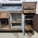 Early 20th-century oak bar counter with period zinc and tin cladding.