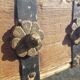 Old Burmese teak mirror with copper fittings