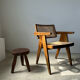 Brown solid wood stool flat circular seat
