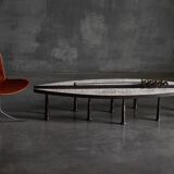 Thomas Serruys steel and stone brutalist coffee table, Belgium, 2019