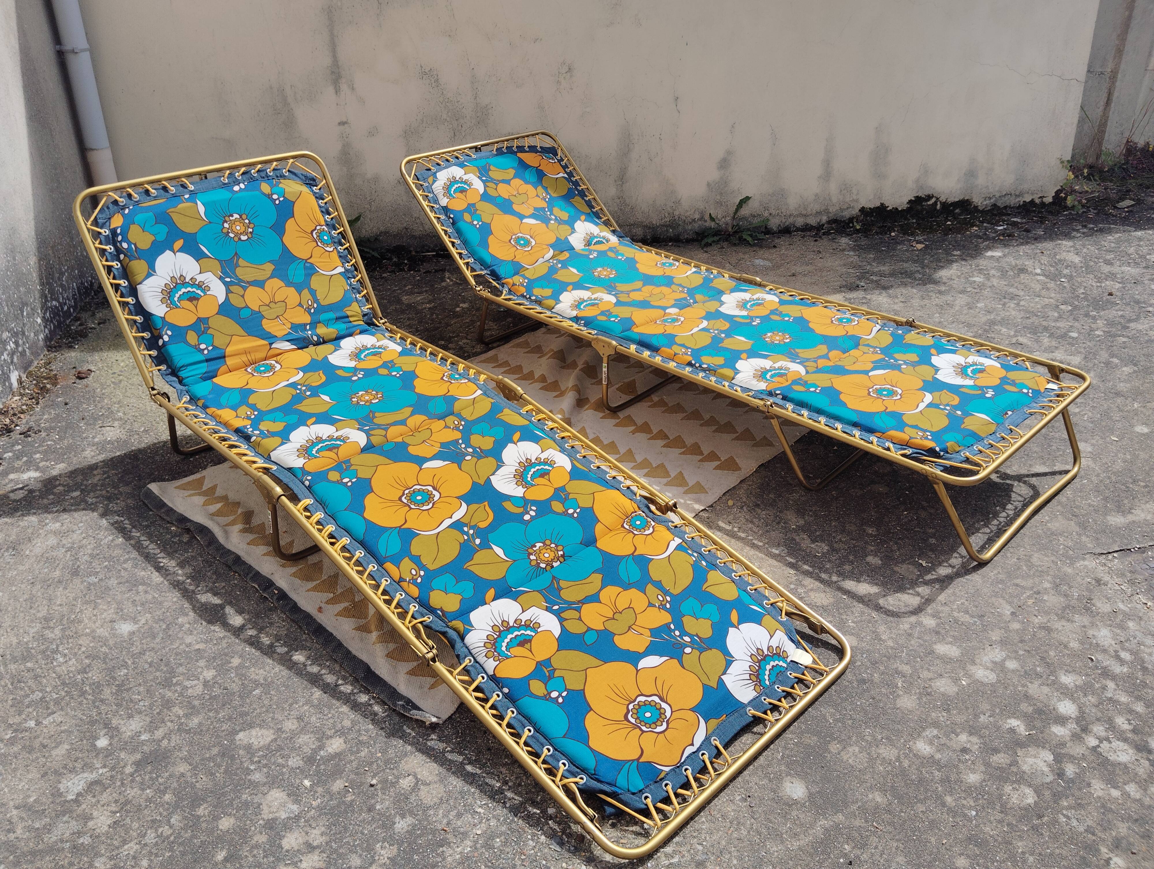 Set de 2 lits de camp/bain de soleil lafuma vintage