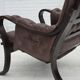 1970s, Scandinavian vintage design, armchair, brown leather, bent wood.