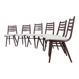 1970s Set of 6 Beech "Boomerang" dining chair ,Czechoslovakia