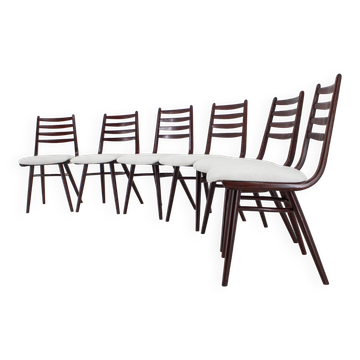 Set de 6 hêtres « Boomerang » chaise de salle à manger, Tchécoslovaquie