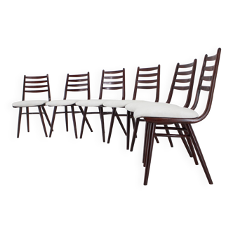 1970s Set of 6 Beech "Boomerang" dining chair ,Czechoslovakia