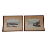 Pair of watercolors by Saint Gast, 1947, signed FG