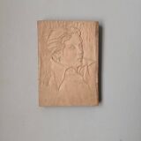Handcrafted wall sculpture portrait of a woman from the 60s, handcrafted frame
