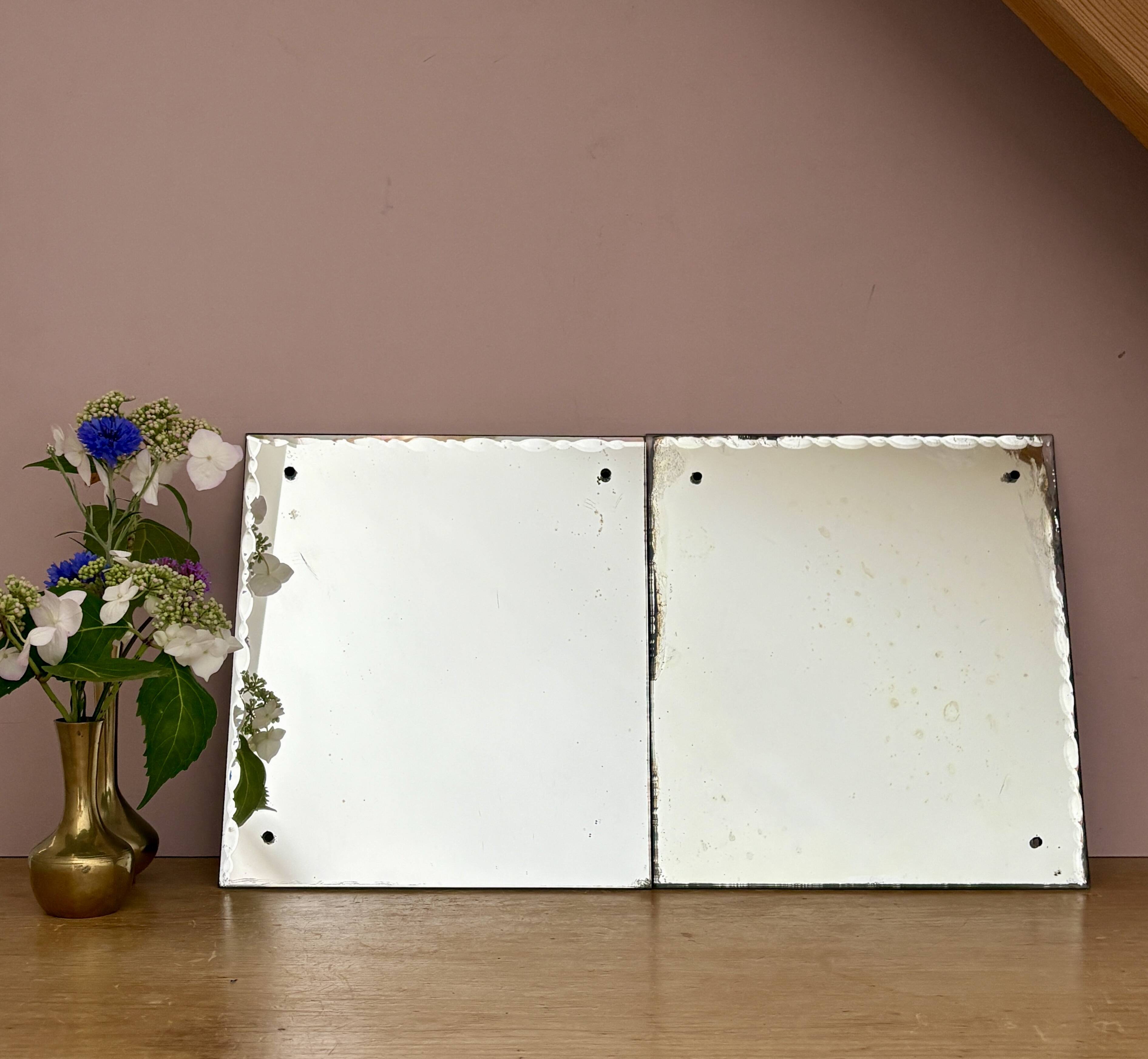 Set of 2 antique bevelled mirrors