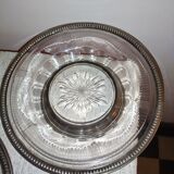 Pair of cutting trays cut glass solid silver