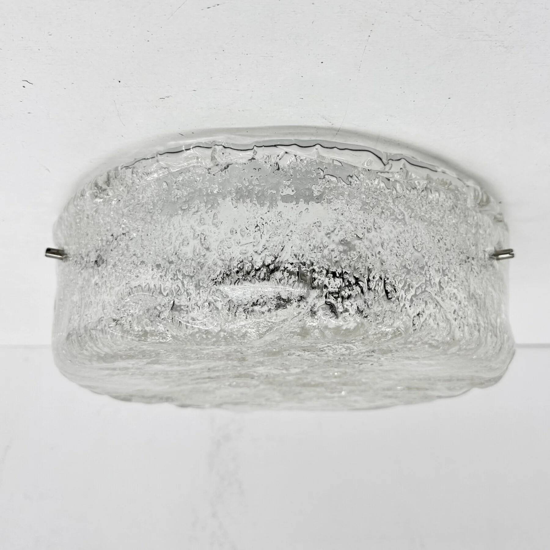 Mid-century design ice Murano glass ceiling lamp, 1970s