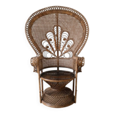 Vintage Emmanuelle armchair in woven rattan from the 1970s.