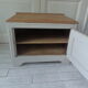 Storage furniture, bedside, pearl grey patinated sofa end, oak tray.