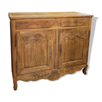 Louis XV period sideboard 18th Brut stripped in solid oak decorated