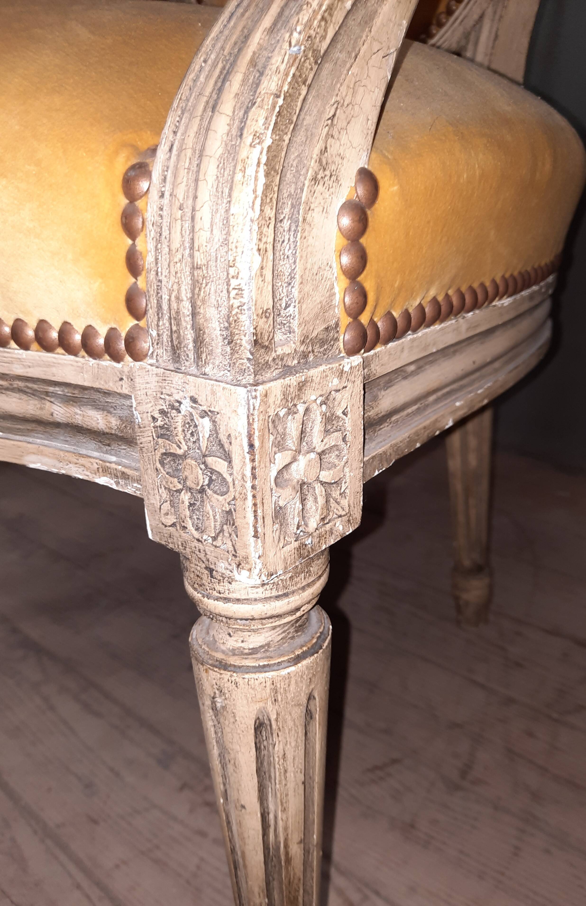 Pair of Louis XVI style medallion armchairs
