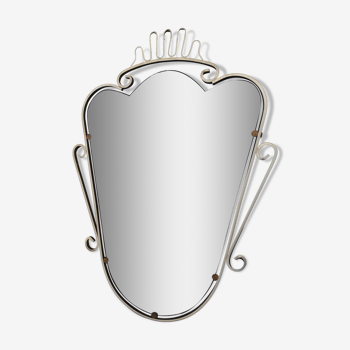 Miroir biseauté asymétrique forme libre cadre aluminium doré