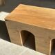 Solid monoxyl wood bench with carved 3-arch base - Natural wood color