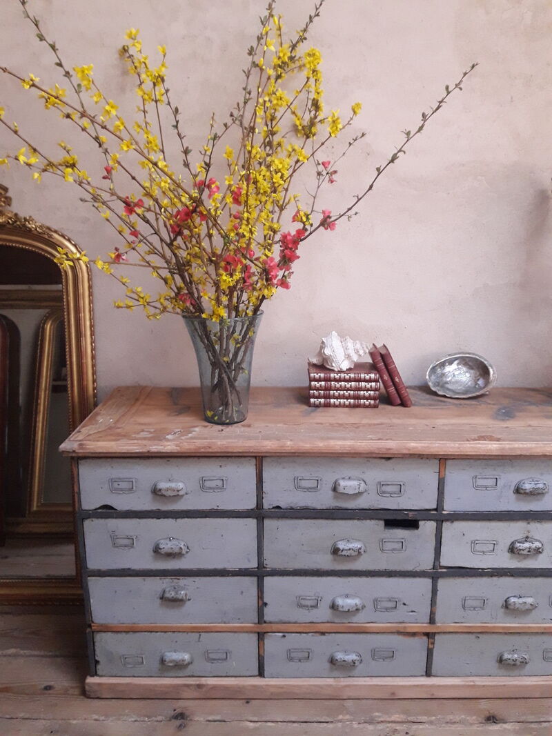 Industrial sideboard with 16 drawers