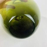 Vase scandinave verre soufflé vert, vintage