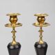 Empire Style Bronze and Ceramic Candlesticks, France, 1870s, Set of 2