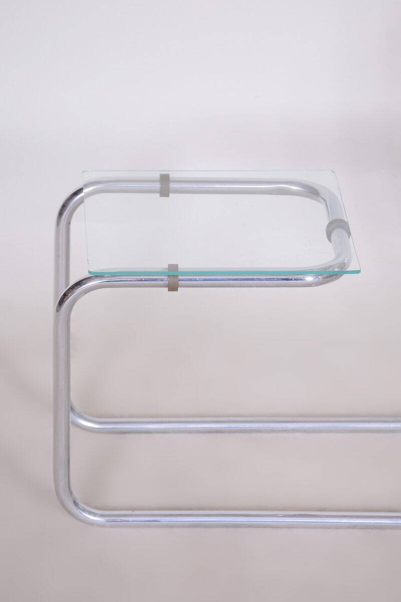 Support de fleurs Bauhaus en chrome et verre, années 1930
