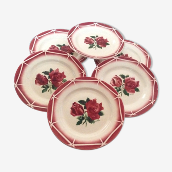 Set of 6 plates Sarreguemines Digoin cibon