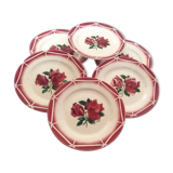 Set of 6 plates Sarreguemines Digoin cibon