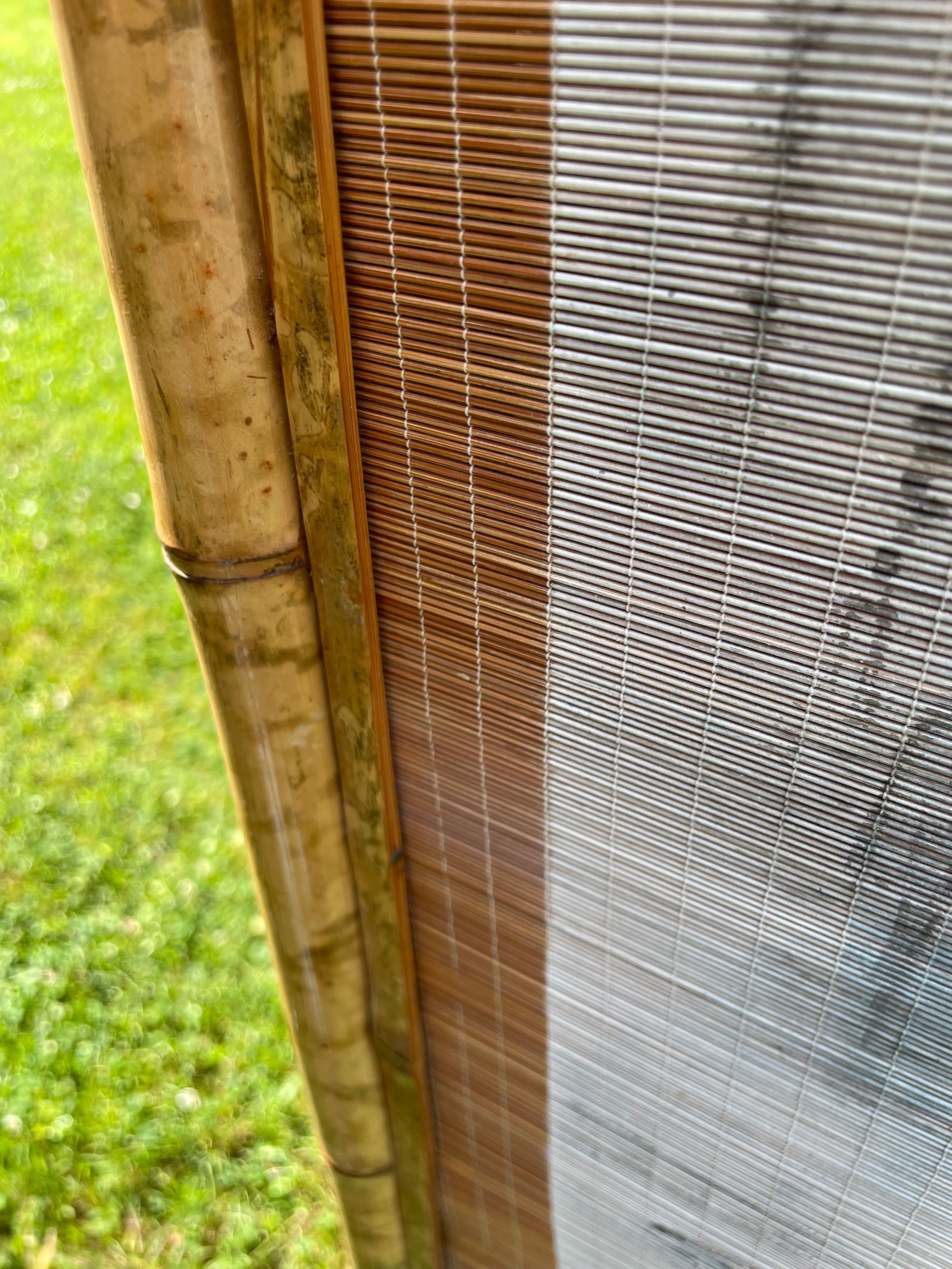 Vintage bamboo and rattan screen, 1970s