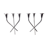 Pair of Scandinavian 3-arm candlesticks in alpaca, Sweden, 1970
