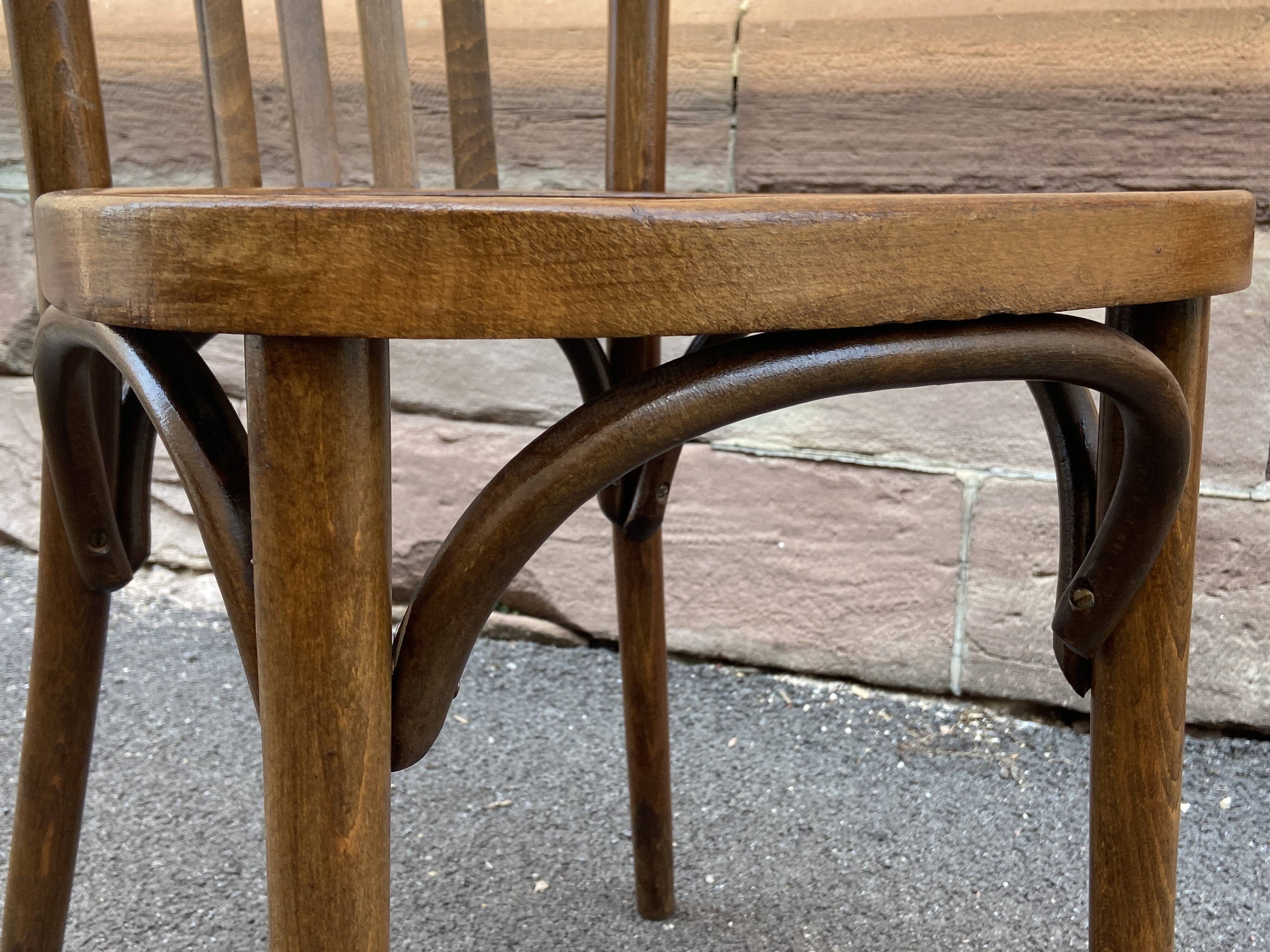 Set of 4 Viennese chairs Curved wood Restaurant Paris bistro Fischel 50s vintage Bentwood Ton st