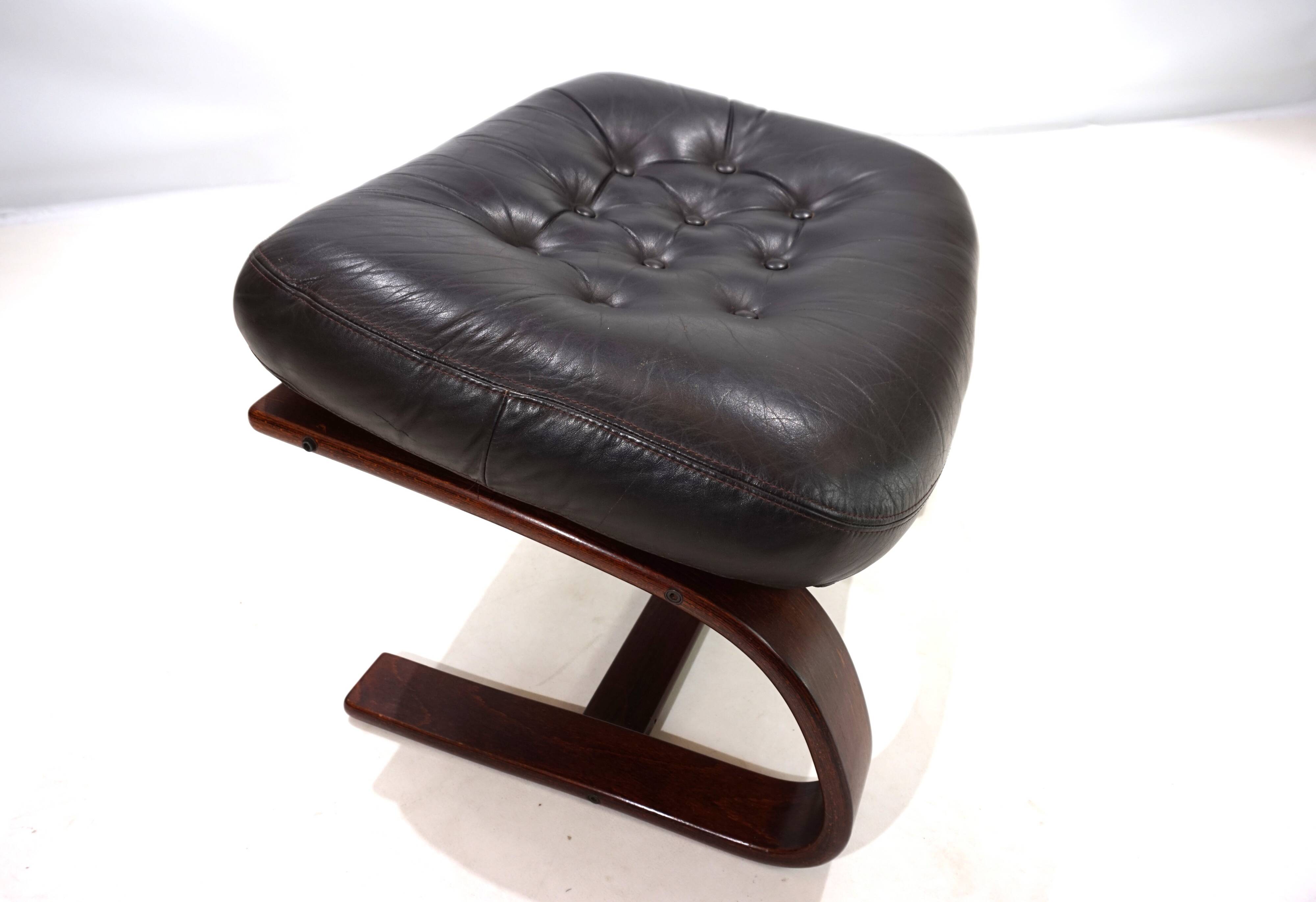 Westnofa Panter Leather Lounge Chair with Ottoman by Arnt Lande, 1970s