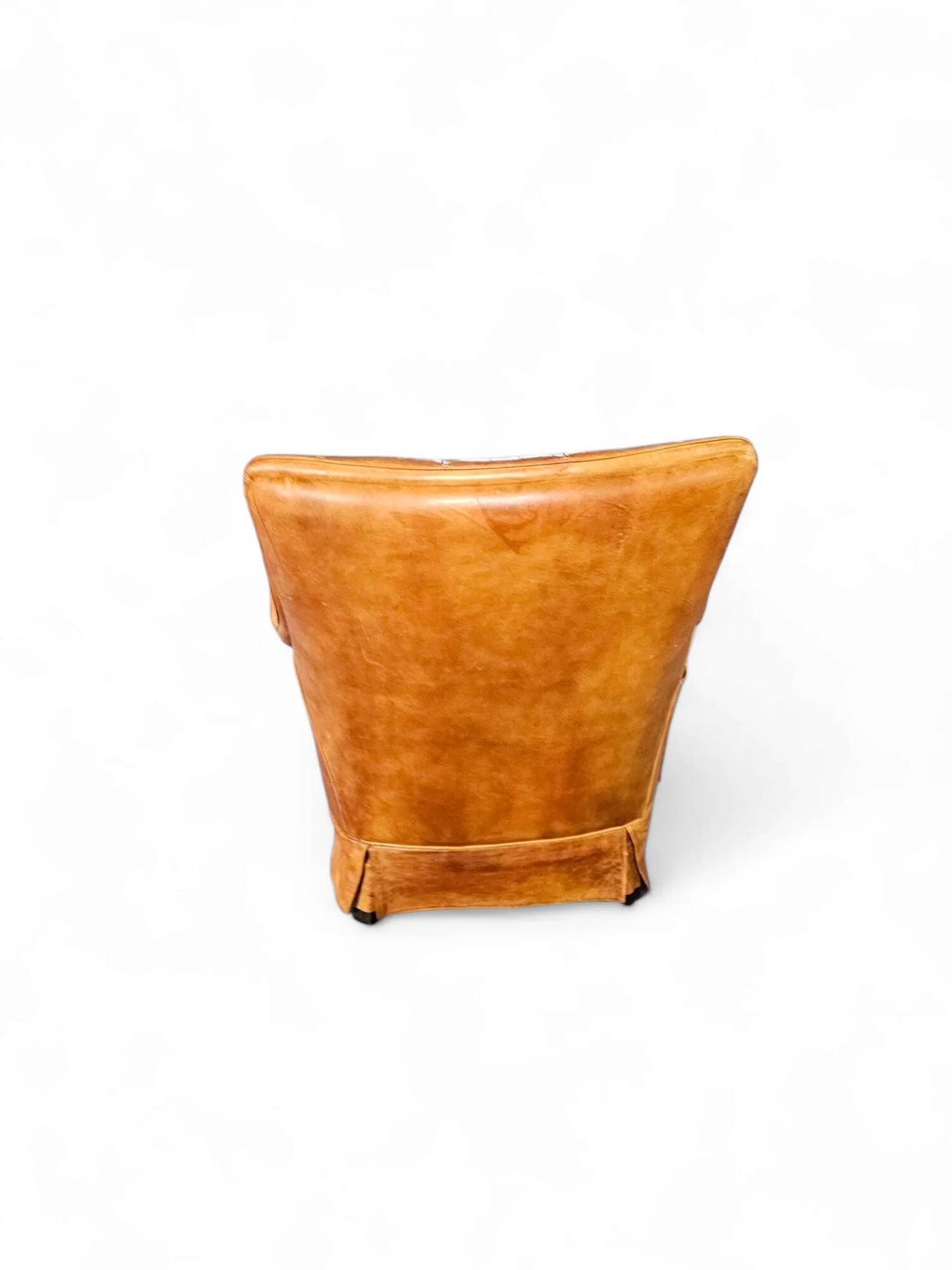Sheep leather club chair 1970s with magazine holder