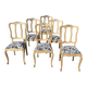Set of 6 Louis XV style reupholstered chairs – Sandblasted raw wood & t