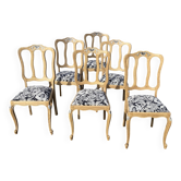 Série de 6 chaises style Louis XV revitables – Bois brut aérogommé & t