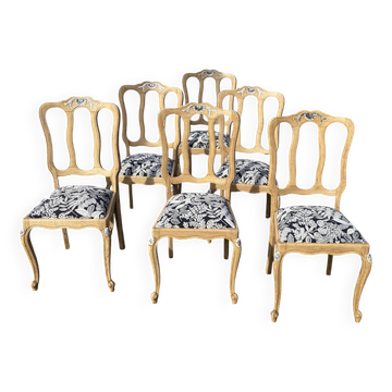 Série de 6 chaises style Louis XV revitables – Bois brut aérogommé & t