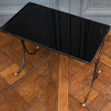 Side table end of sofa 1960 smoked glass gilded base