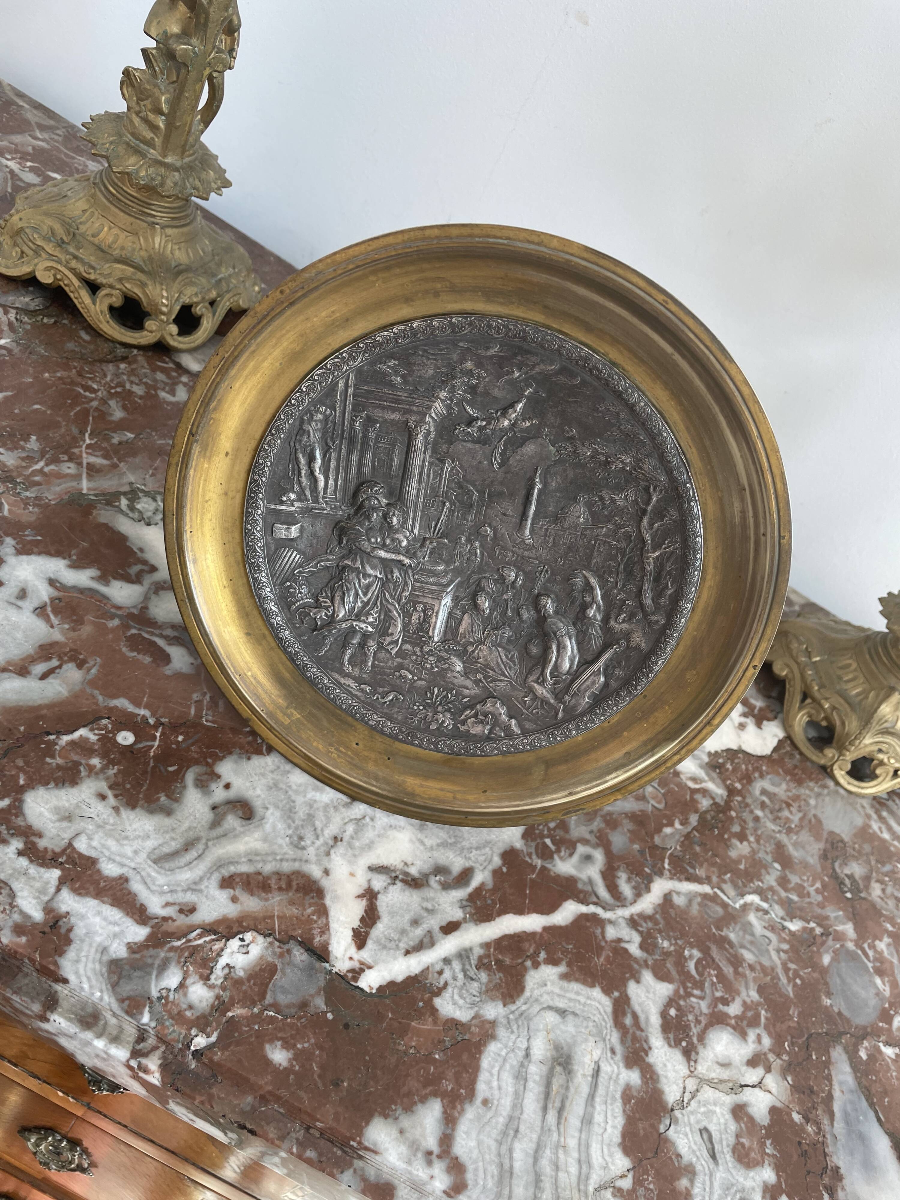 Antique, Standing cup, bronze, Napoleon III period, scene in the taste of antiquity, nineteenth, France