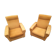 Pair of armchairs from the 70s in ochre velvet