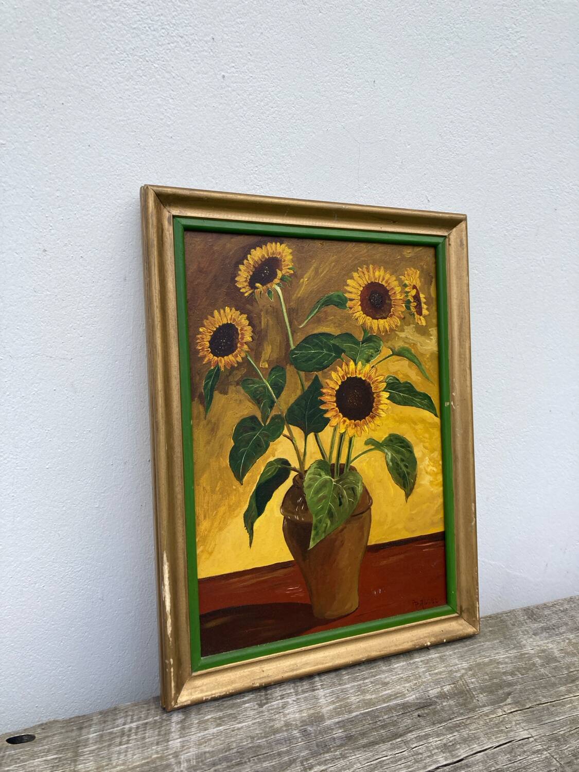Tableau huile sur toile bouquet tournesol